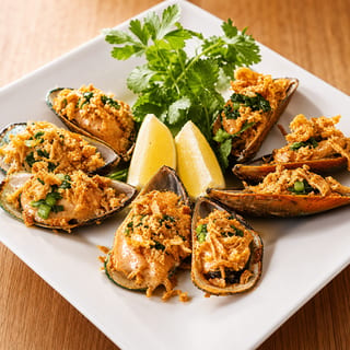 Japanese Dynamite Baked Mussels
