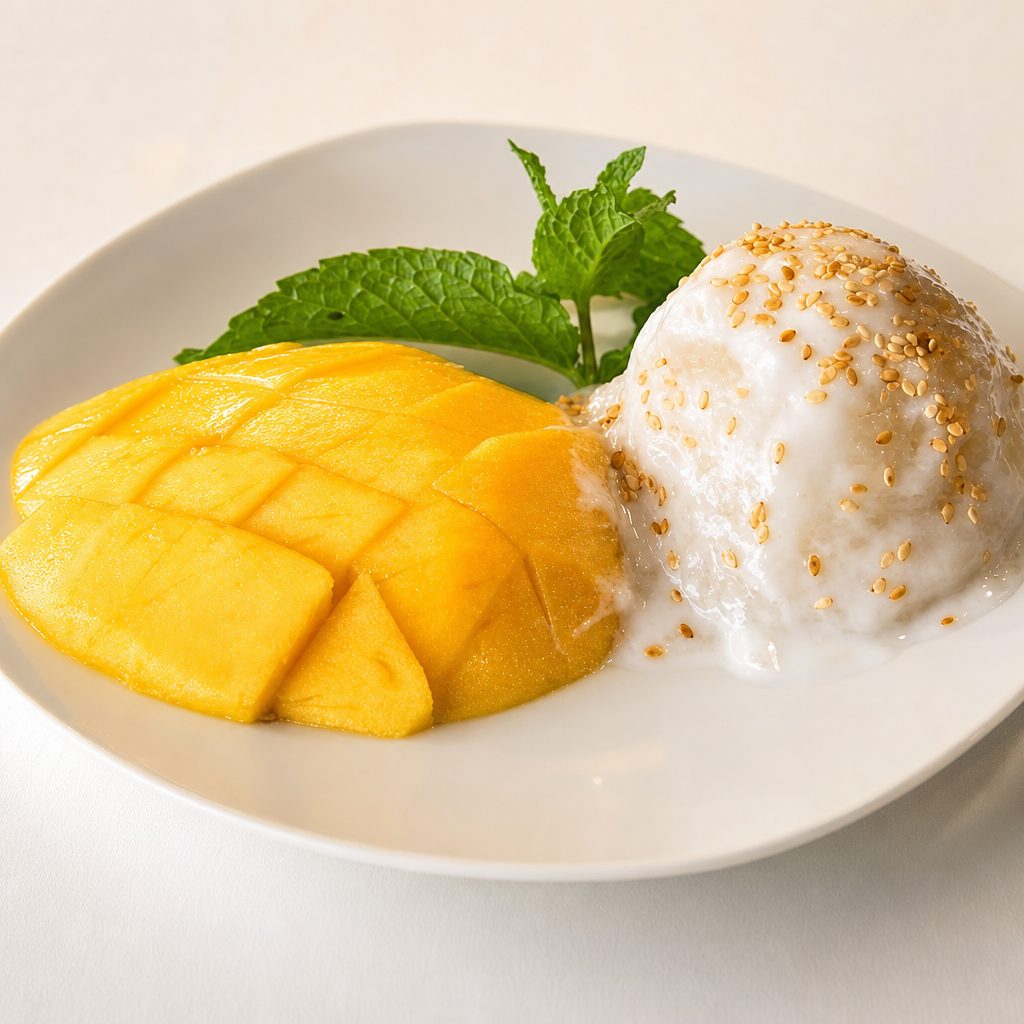 Mango with Sweet Sticky Rice & Coconut Milk.