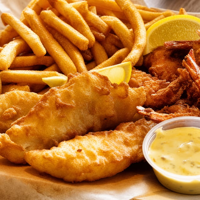 Fried Fish & Shrimp Basket.